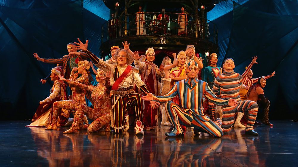 The cast on stage during the Cirque du Soleil KOOZA dress rehearsal in Sydney on August 24, 2016. Photographer: Gaye Gerard/Getty Images