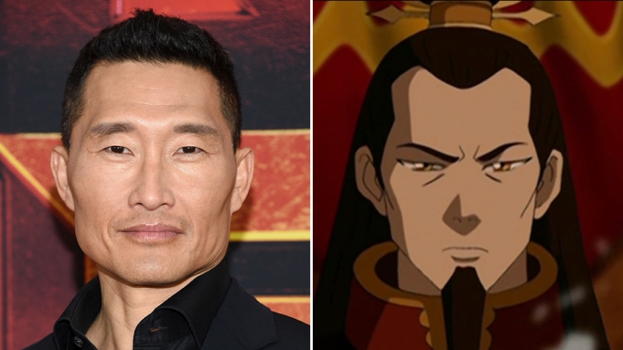 Photo of Daniel Dad Kim and a illustration of the character Fire Lord Ozai from the Nickelodeon animated series Avatar: The Last Airbender.